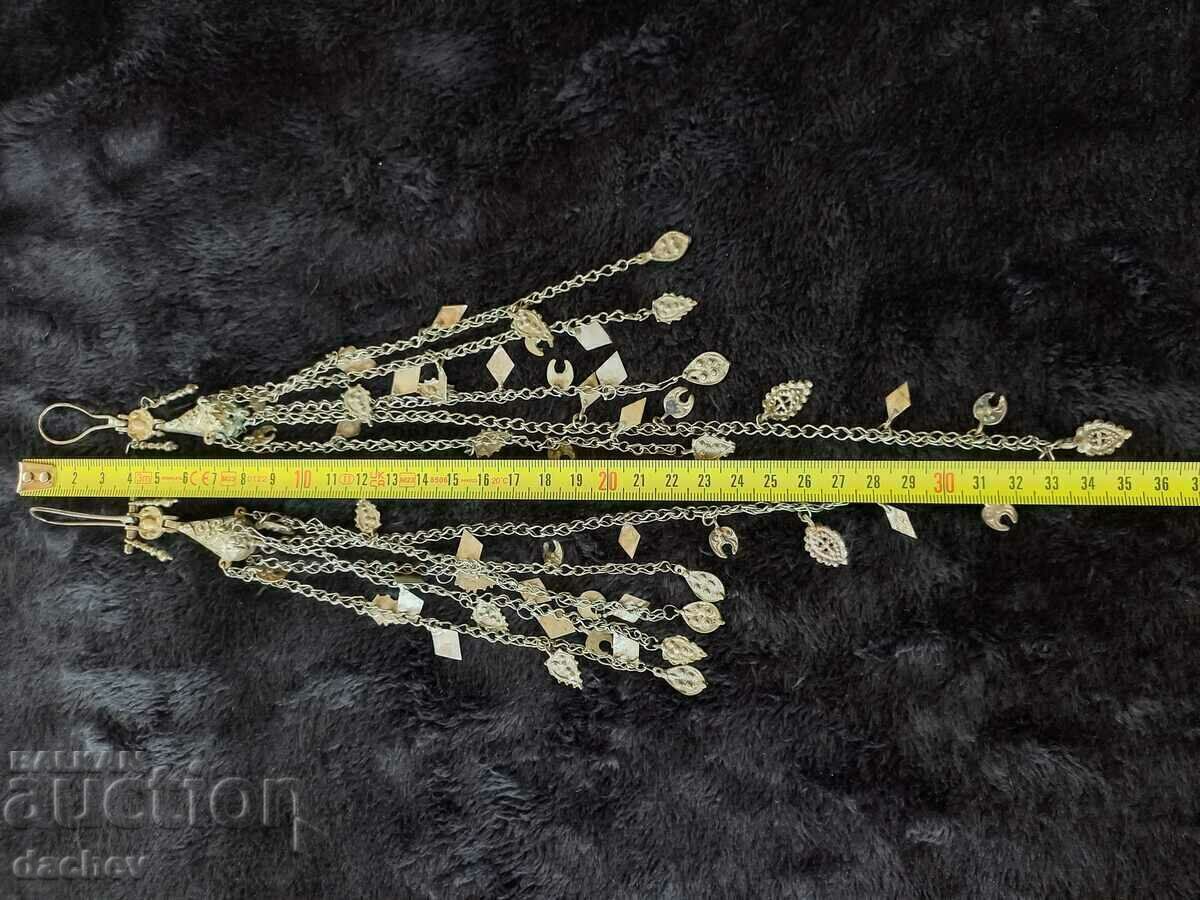 Silver earrings with chin flaps costume jewelry 19th Century - 5 Silver earrings with chin flaps costume jewelry 19th Century - 5