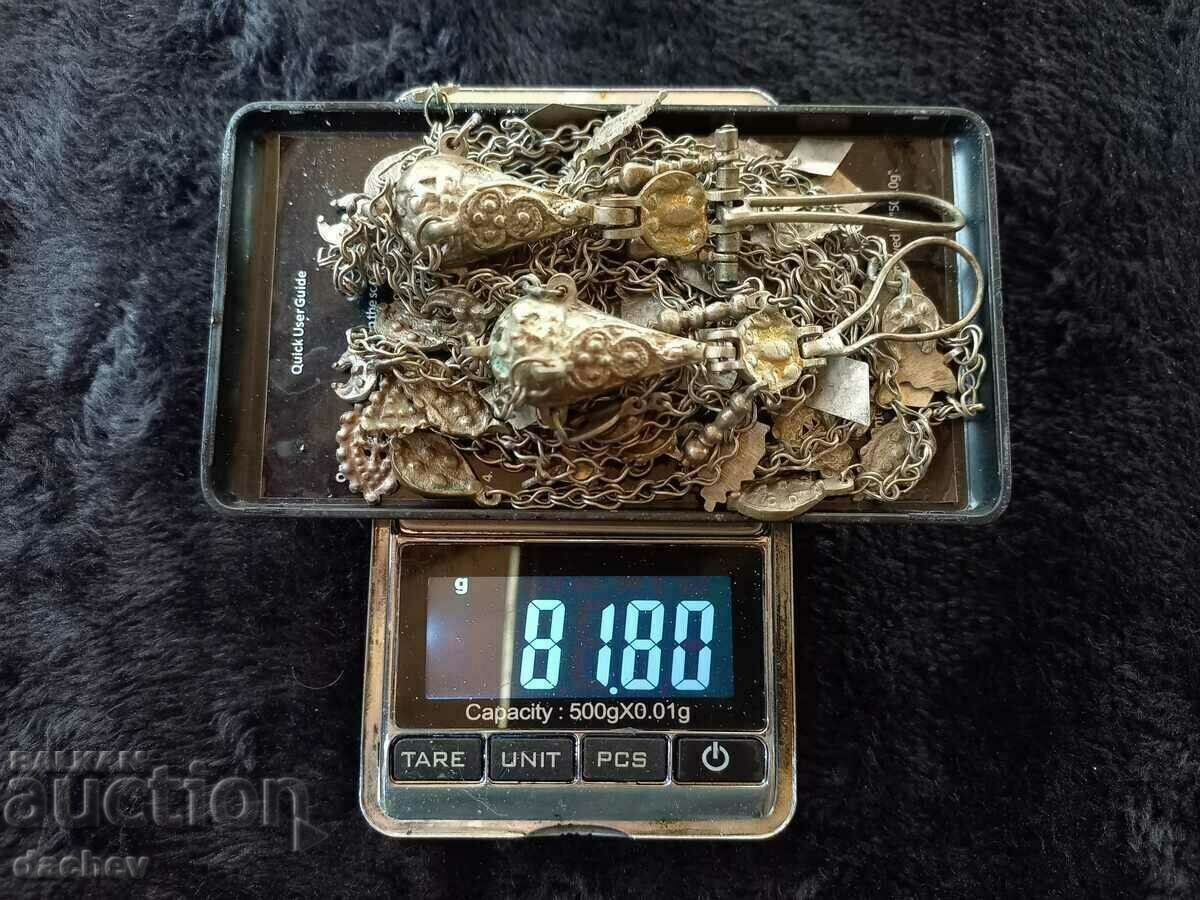 Silver earrings with chin flaps costume jewelry 19th Century - 7 Silver earrings with chin flaps costume jewelry 19th Century - 7