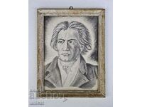 Portrait of the composer Beethoven, pencil drawing - 1974.