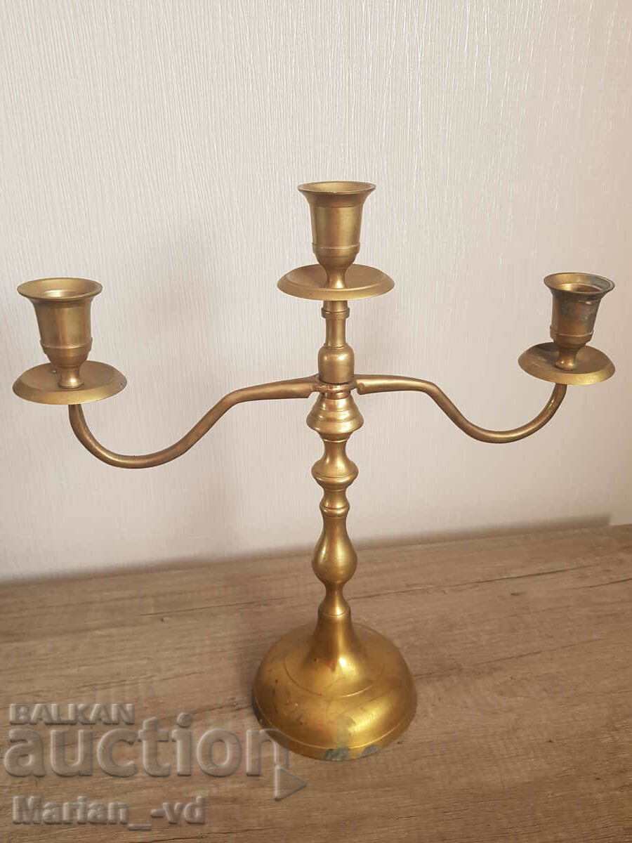 Old bronze candlestick, set of three - 5 Old bronze candlestick, set of three - 5