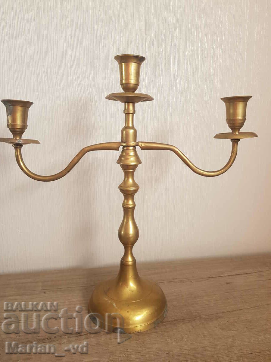 Old bronze candlestick, set of three