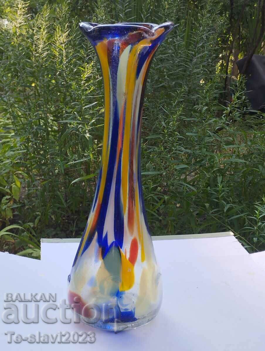 Стара Голяма стъклена  ваза Мурано