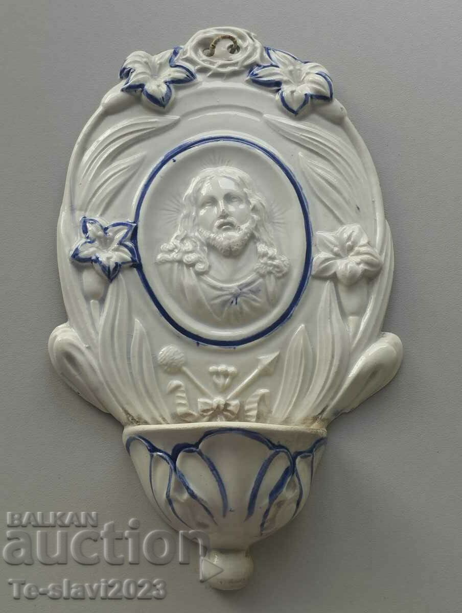 19th century Old French porcelain iconostasis/lamp