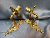 2 Bronze wall sconces with ornaments