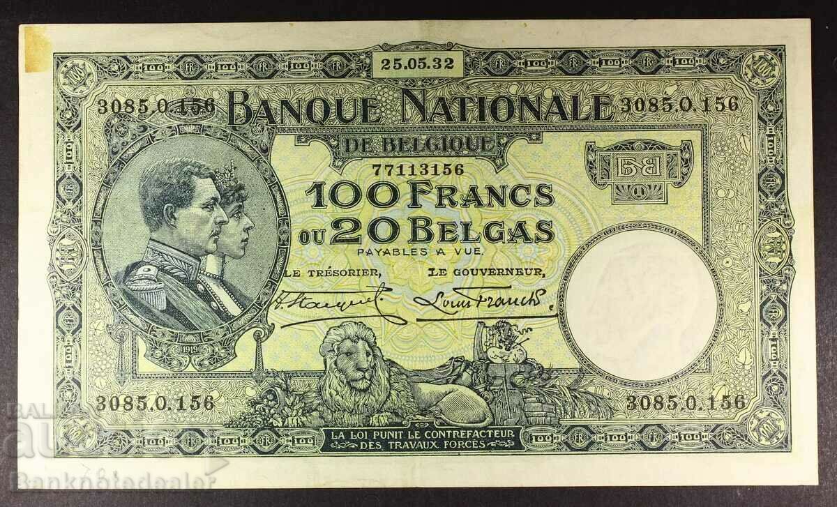 Belgia 100 Franci 20 Belgas 1932 Pick 102 Ref 3156