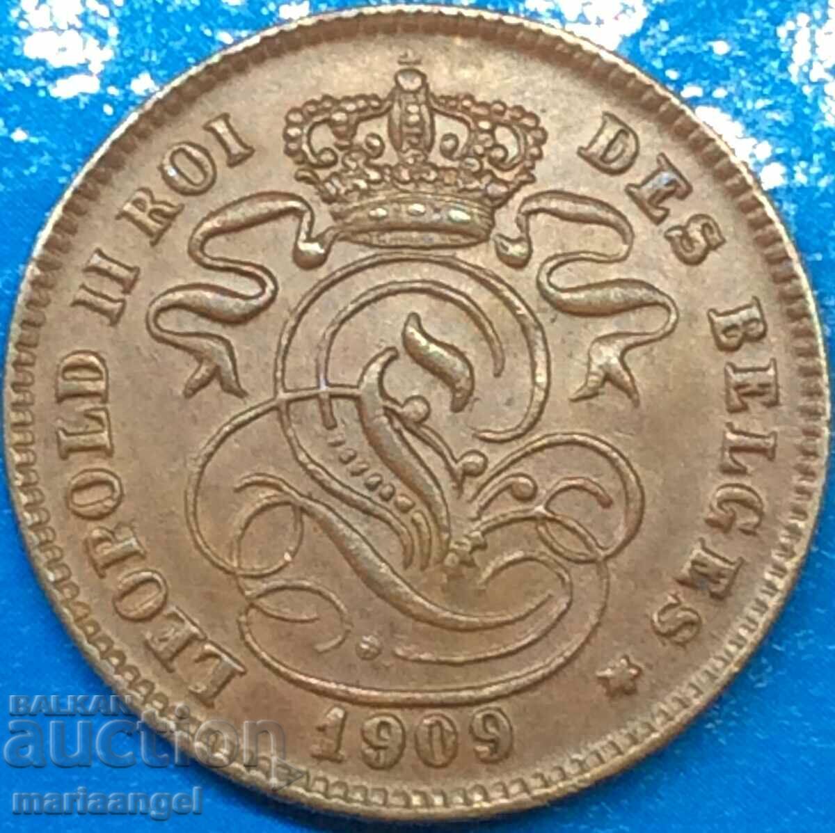 2 цента 1909 Белгия крал Леополд II