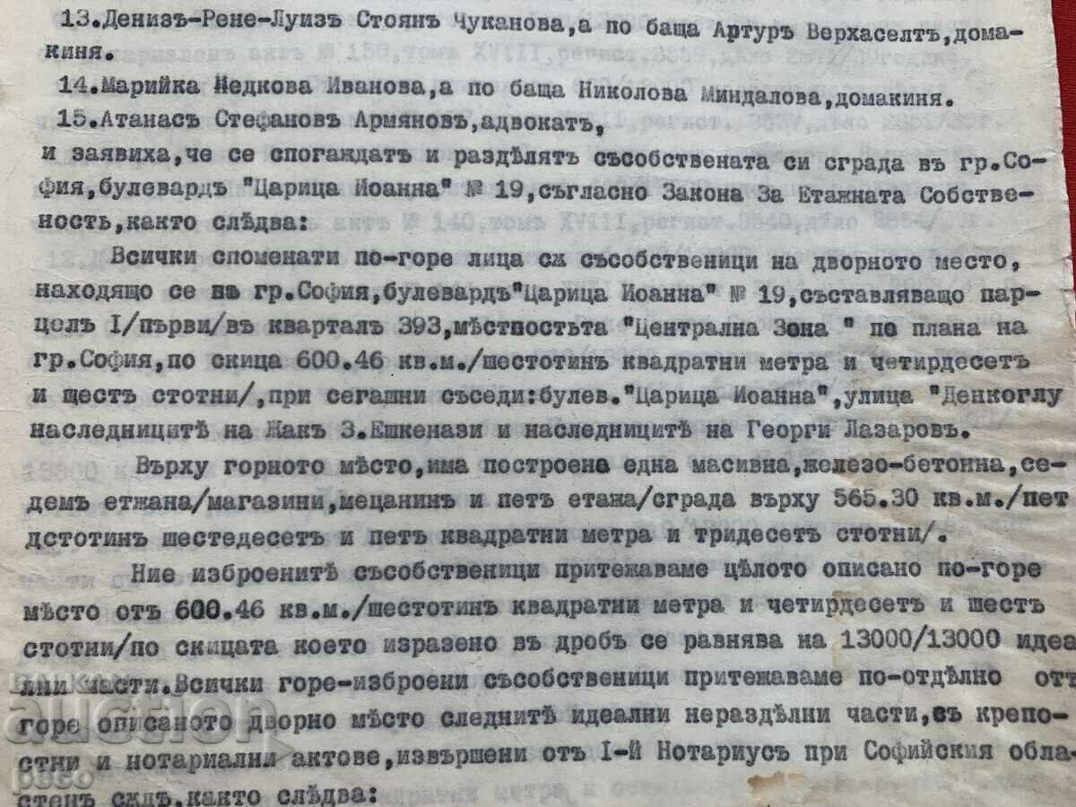 Auction  Division of property Sofia 19 Tsaritsa Joanna Blvd. Transcript 1939