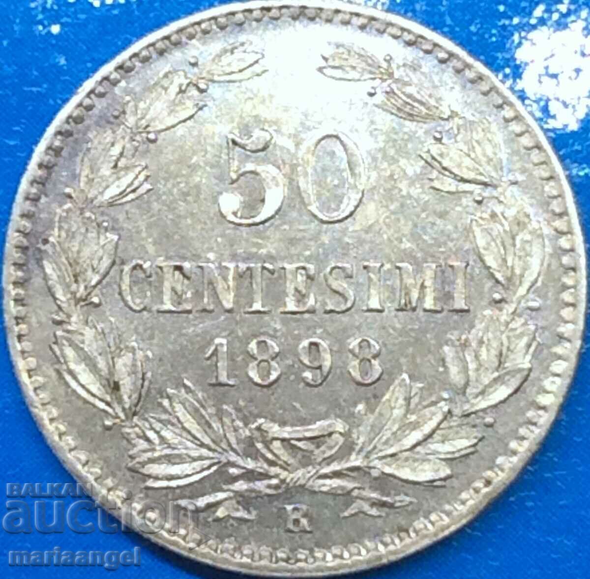 50 чентесими 1898 Сан МаринИ UNC PROOF-like сребро