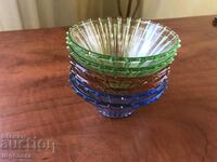 SERVICE BOWL GLASS COLORED RELIEF GLASS BOWL 6 PCS.