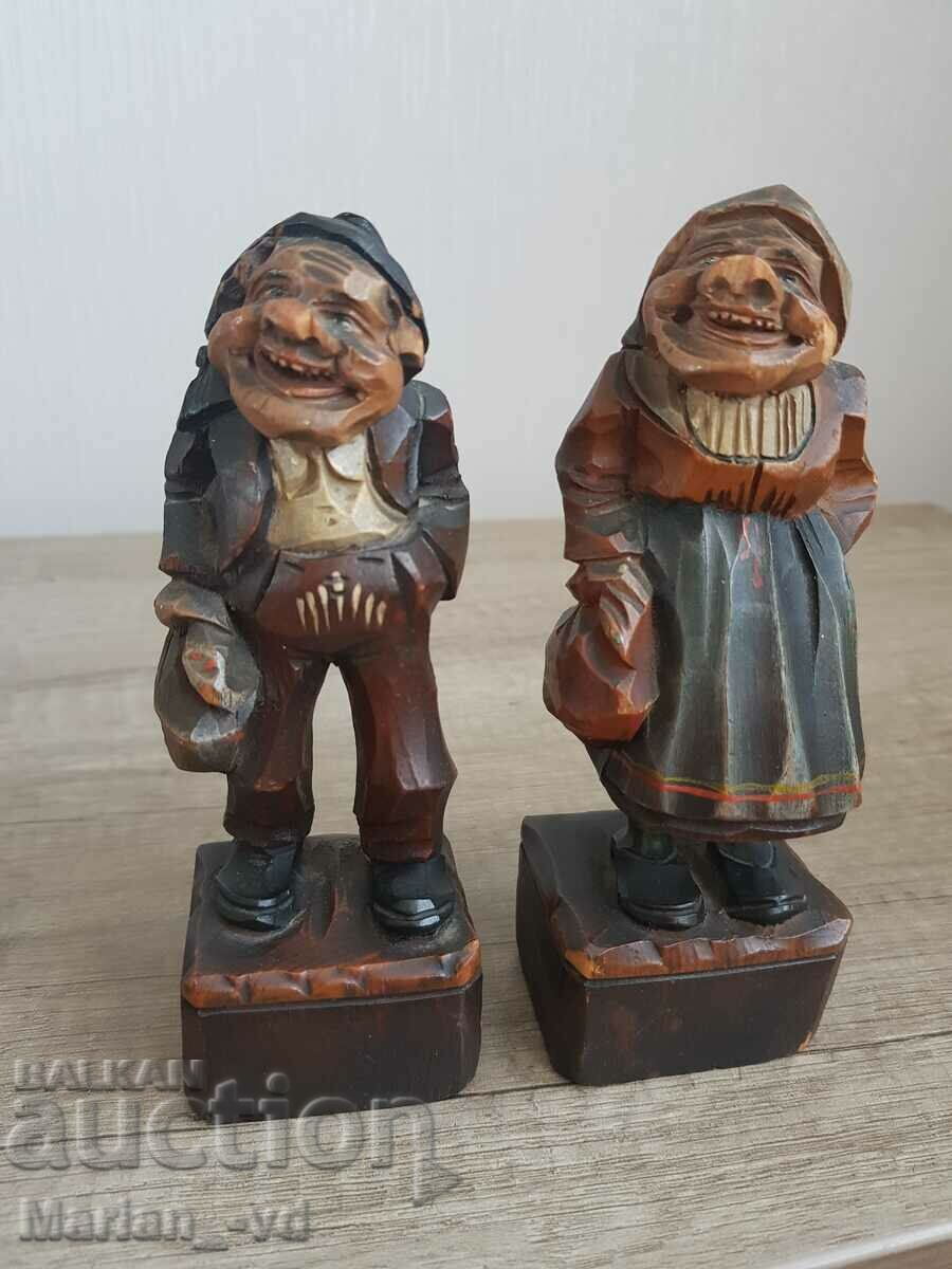 Frumos set de figurine din lemn sculptate în stil german Anri