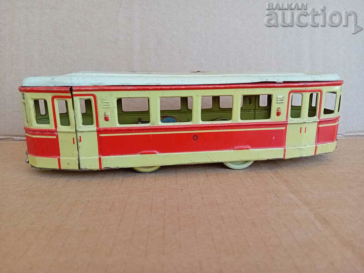 Delivery of Old tin tram, Made in Germany, 1960s. Delivery of Old tin tram, Made in Germany, 1960s.