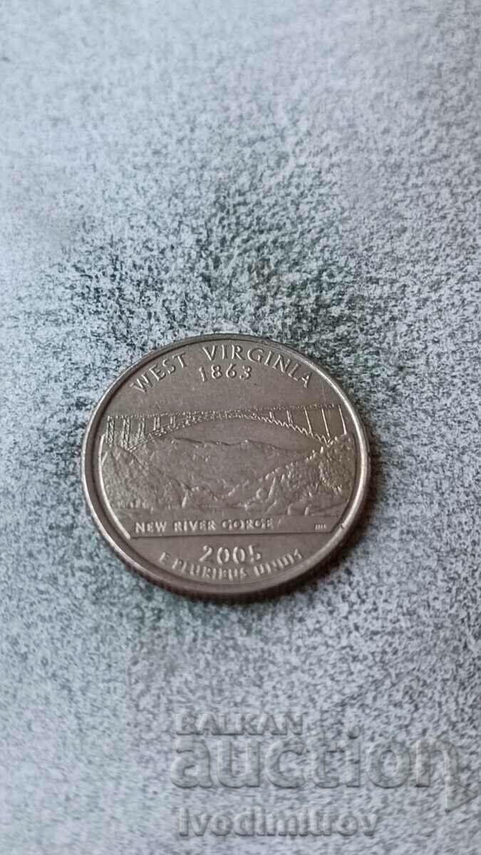 SUA 25 Cent 2005 D Virginia de Vest