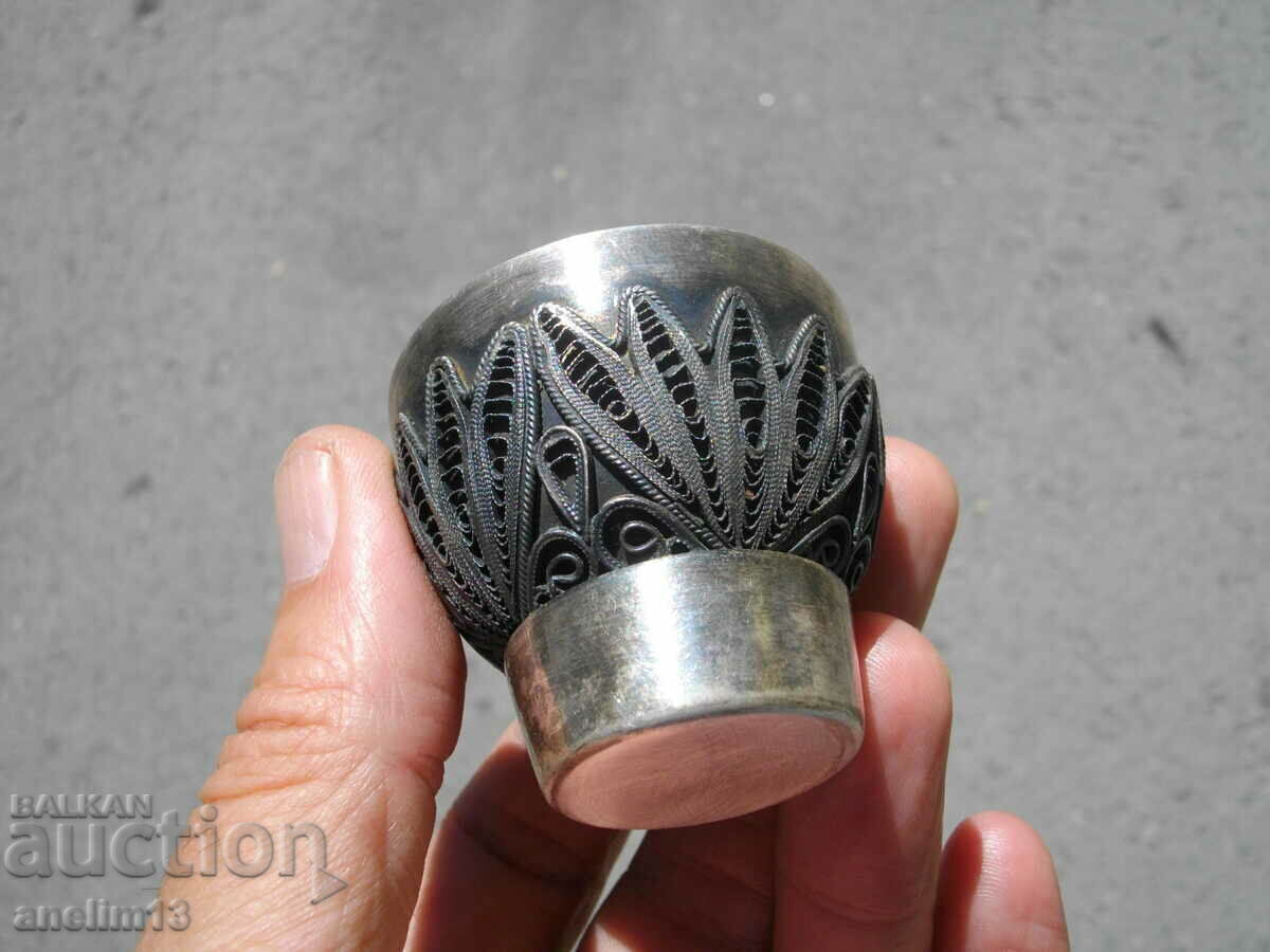OLD SILVER PLATED CUP WITH FILIGREE ENVELOPE with price € 12.00 | 23.47 BGN OLD SILVER PLATED CUP WITH FILIGREE ENVELOPE with price € 12.00 | 23.47 BGN