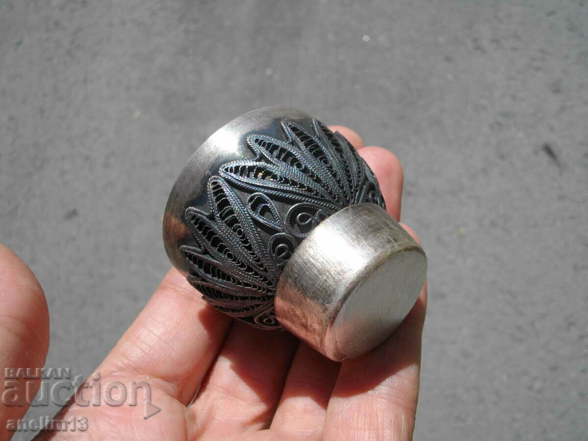 Auction OLD SILVER PLATED CUP WITH FILIGREE ENVELOPE Auction OLD SILVER PLATED CUP WITH FILIGREE ENVELOPE