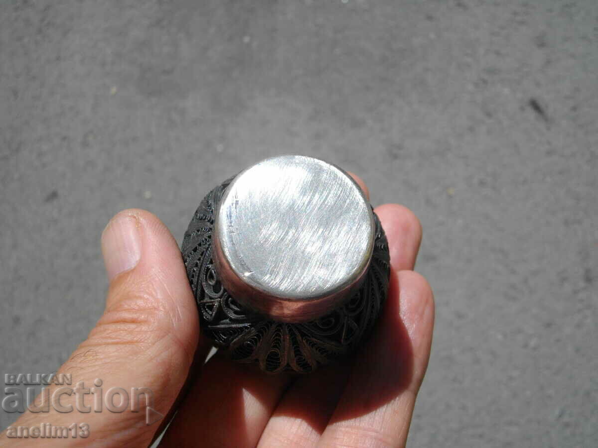 СТАРА ПОСРЕБРЕНА ЧАШКА С ФИЛИГРАН ЗАРФ - 5 СТАРА ПОСРЕБРЕНА ЧАШКА С ФИЛИГРАН ЗАРФ - 5