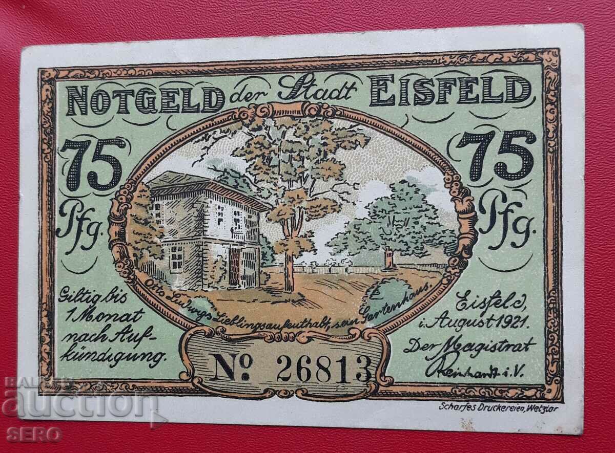 Banknote-Germany-Thuringia-Eisfeld-75 pfennig 1921