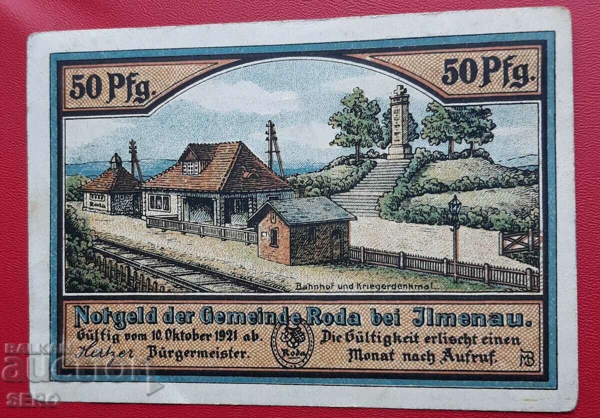 Банкнота-Германия-Тюрингия-Илменау-50 пфенига 1921