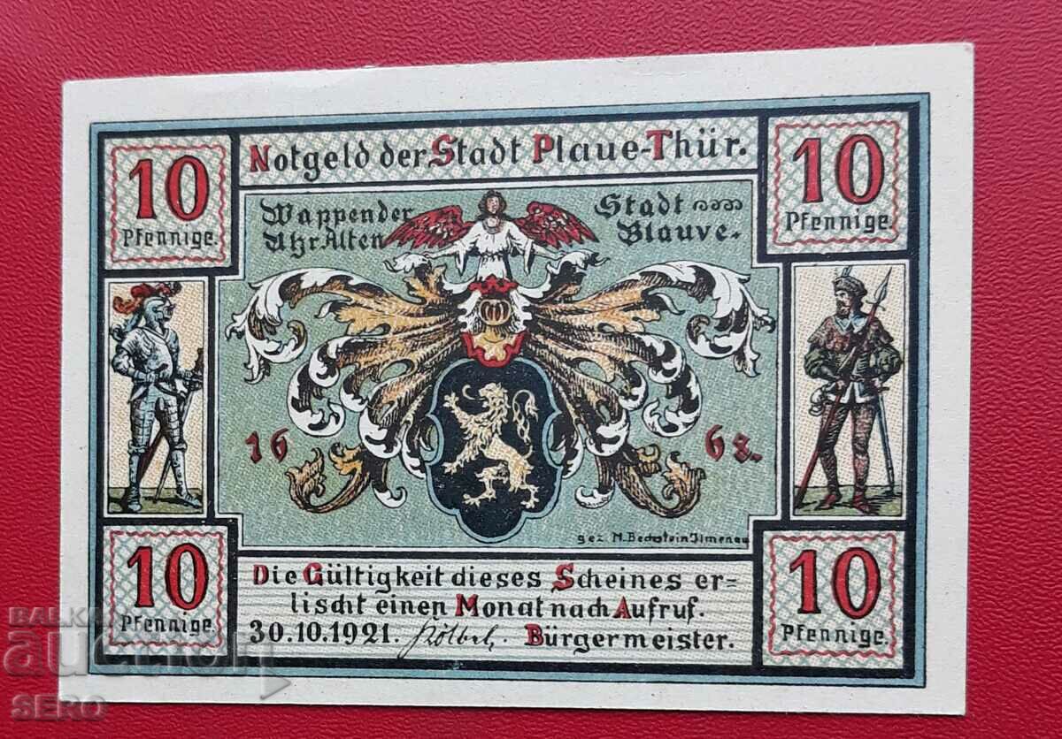 Bancnota-Germania-Thuringia-Plaue-10 Pfennig 1921