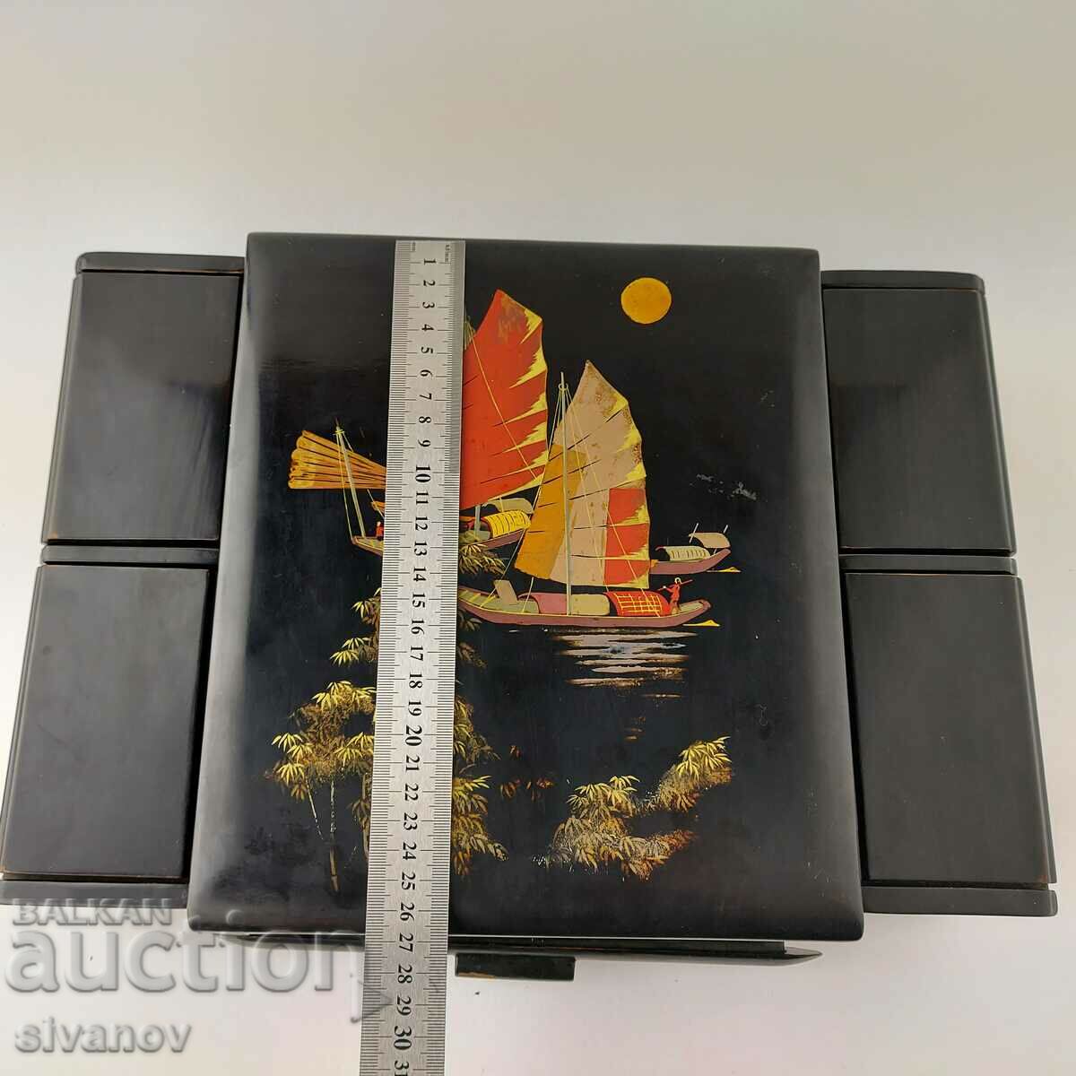 Old Vietnamese wooden makeup and jewelry box #5618 - 6 Old Vietnamese wooden makeup and jewelry box #5618 - 6