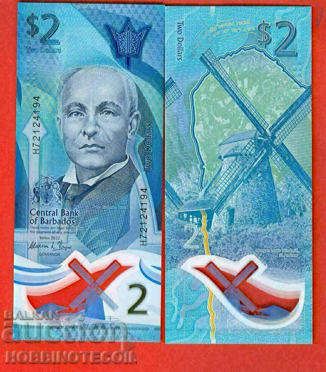 ТОП ЦЕНА БАРБАДОС BARBADOS - 2 $ - issue 2022 ПОЛИМЕР UNC