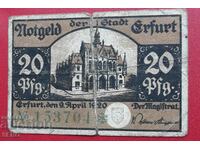 Bancnota-Germania-Thuringia-Erfurt-20 pfennig 1920