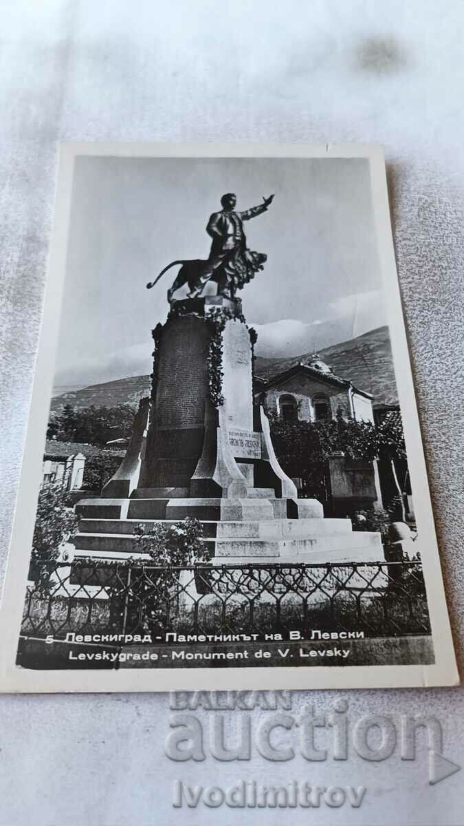 Postcard Levskigrad Monument to Vasil Levski 1958