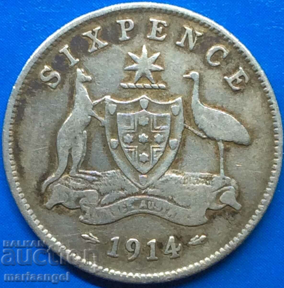 6 πένες 1914 Αυστραλία George V Silver