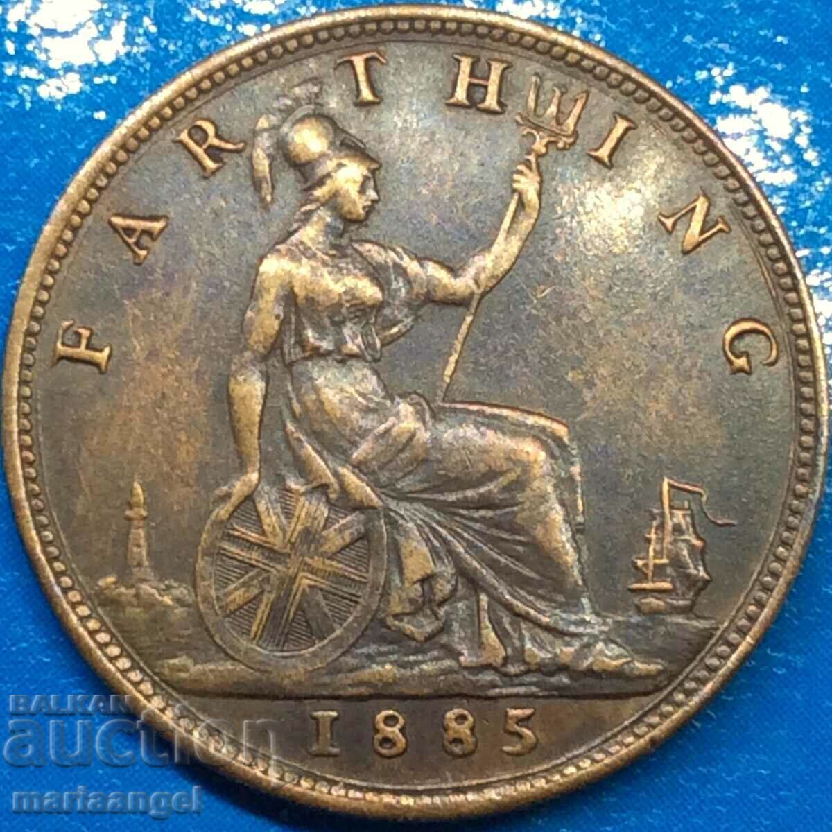 Great Britain 1 Farthing 1885 Young Victoria Bronze - LUXURY!!!
