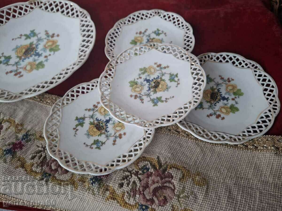 Vintage service porcelain openwork platter with cake plates with price 70.00 BGN | € 35.79 Vintage service porcelain openwork platter with cake plates with price 70.00 BGN | € 35.79