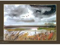 Pictura de autor - acuarela "Inainte de furtuna" - dimensiune 60/80 cm