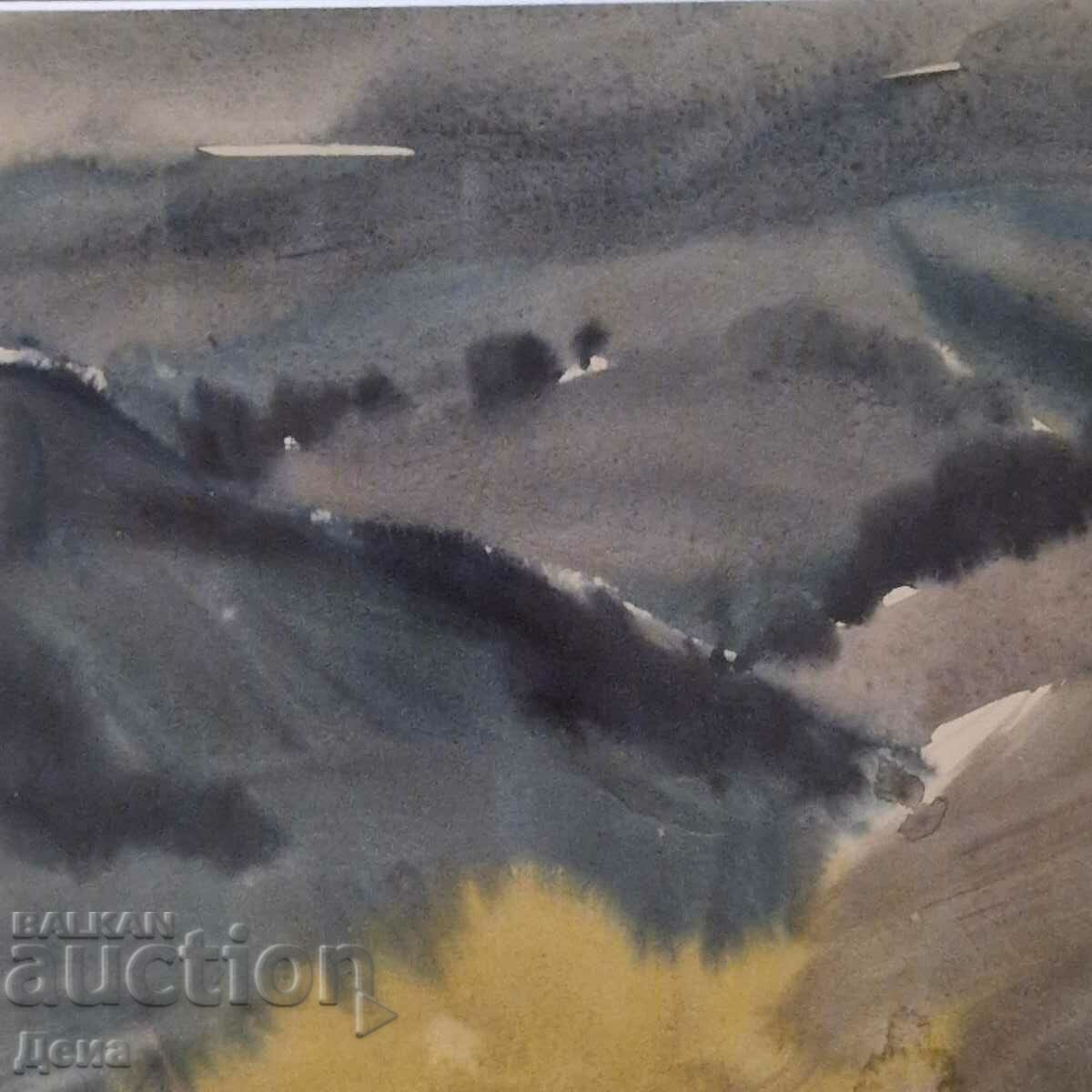 Auction Sava Tsonovski watercolor 1987 Auction Sava Tsonovski watercolor 1987