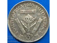 3 pence 1940 South Africa George VI Silver Patina