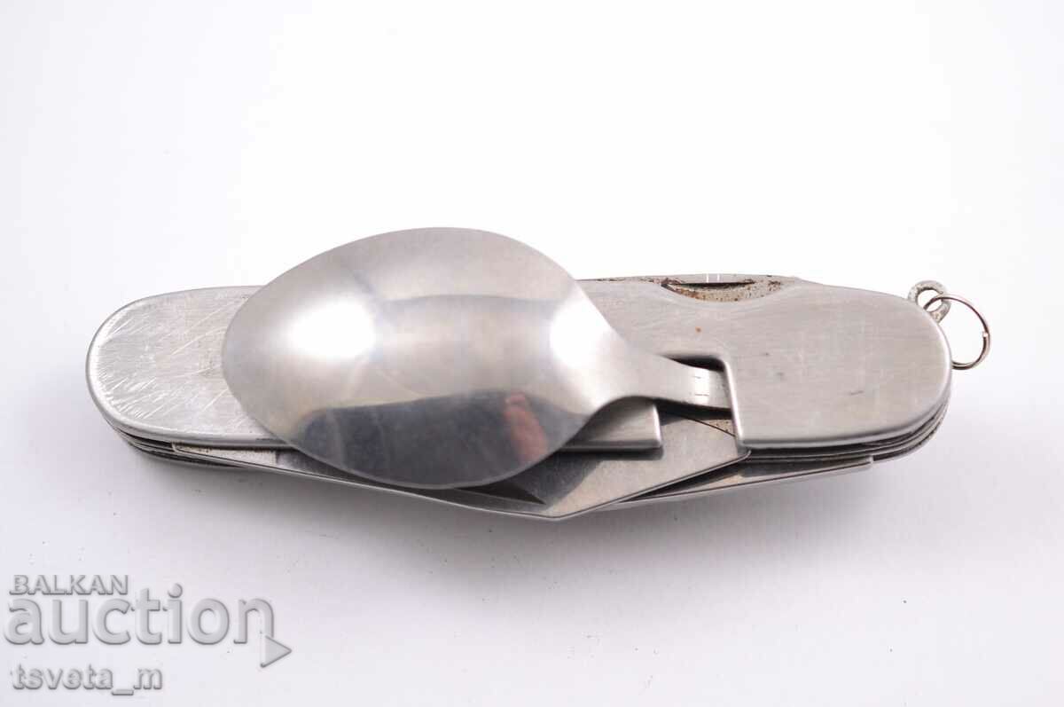 Tourist pocket knife with FORK AND SPOON