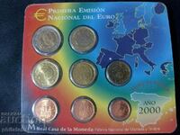 Ισπανία 2000 Πλήρες τραπεζικό ευρώ σετ από 1 σεντ έως 2 ευρώ
