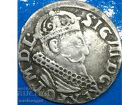 Полша 3 гроша (трояк) 1621 Сигизмунд III сребро - рядка