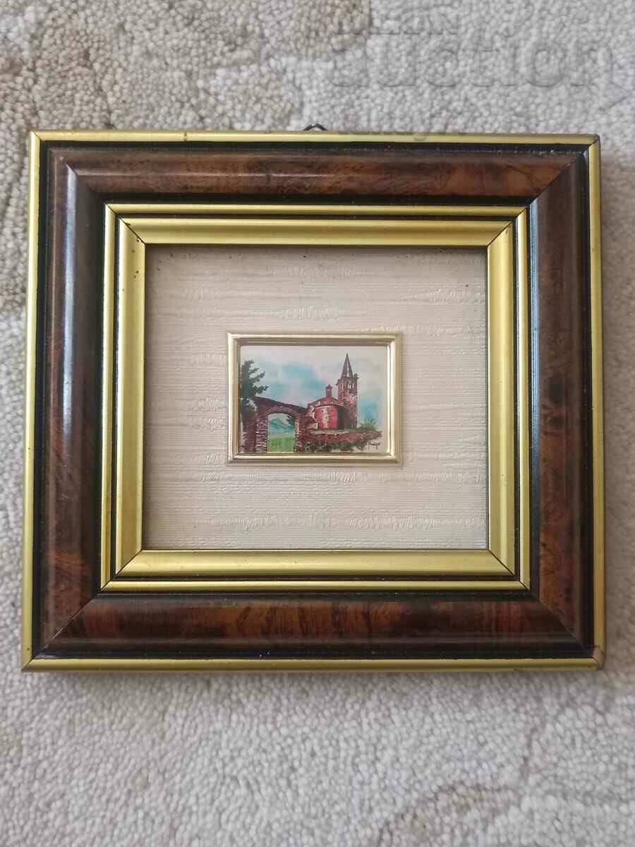 A small Italian painting on 23 carat gold in a beautiful r