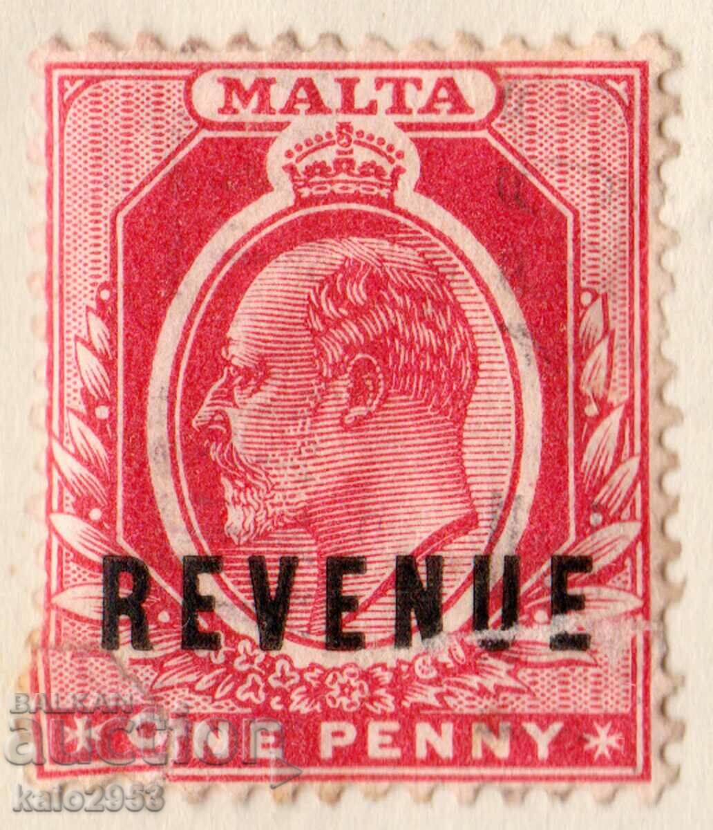 GB/Malta-1905-Regular KE VII-clasic Overprint "Revenue", timbru