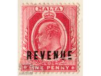GB/Malta-1905-Редовна КЕ VII-класика!Надп."Revenue",клеймо