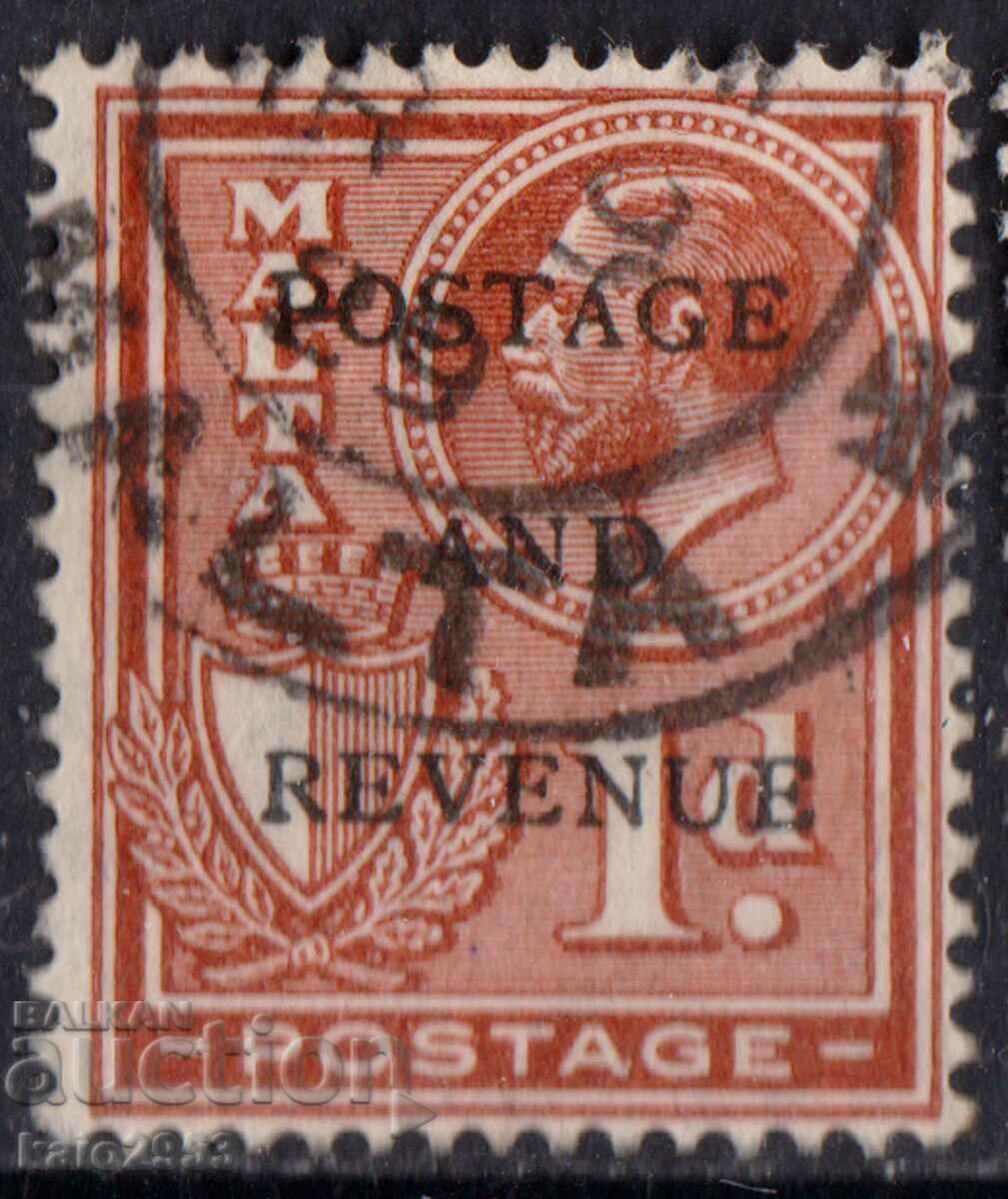 GB/Malta-1928-Regular KG V-Postage Revenue, γραμματόσημο