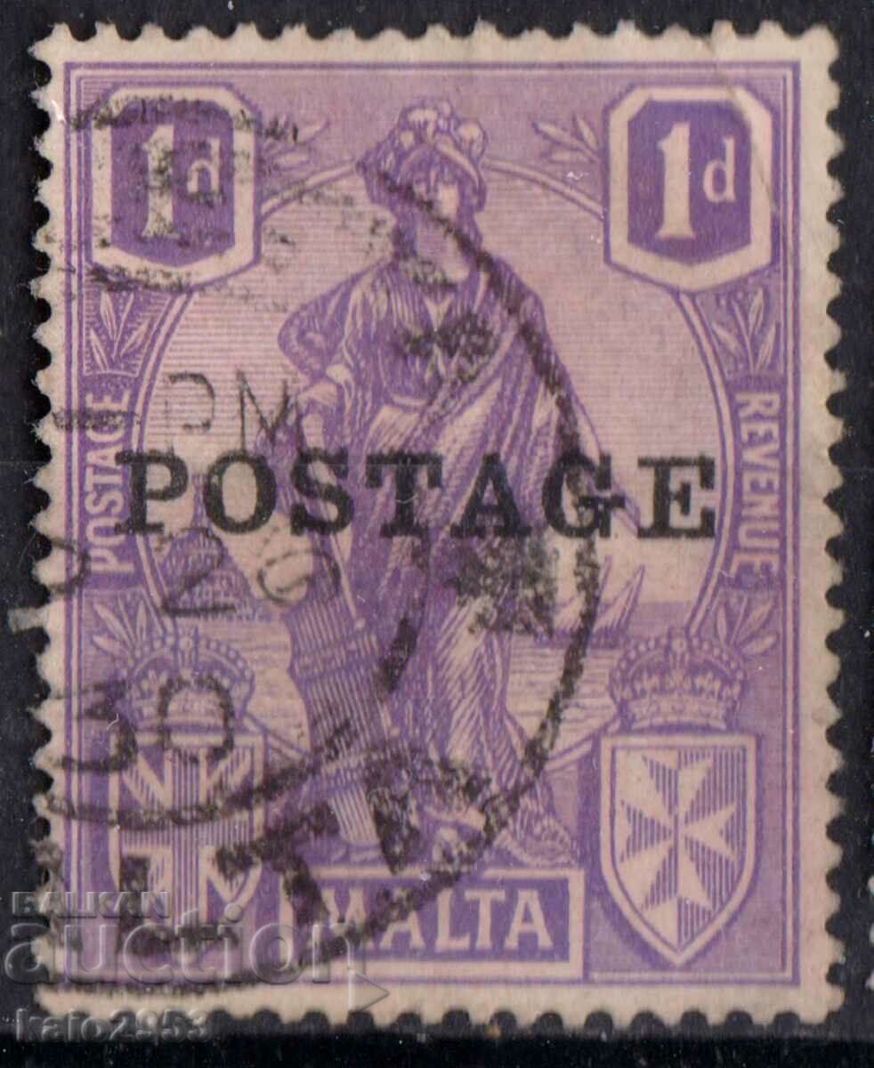 GB/Malta-1926-Алегория-Малта с щит,Надп."Postage" ,клеймо