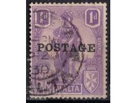 GB/Malta-1926-Alegorie-Malta cu scut, supratipărire „Poștă”, ștampilă