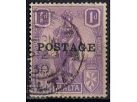 GB/Malta-1926-Alegorie-Malta cu scut, supratipărire „Poștă”, ștampilă