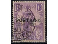 GB/Malta-1926-Allegory-Malta with shield, Overprint "Postage", γραμματόσημο