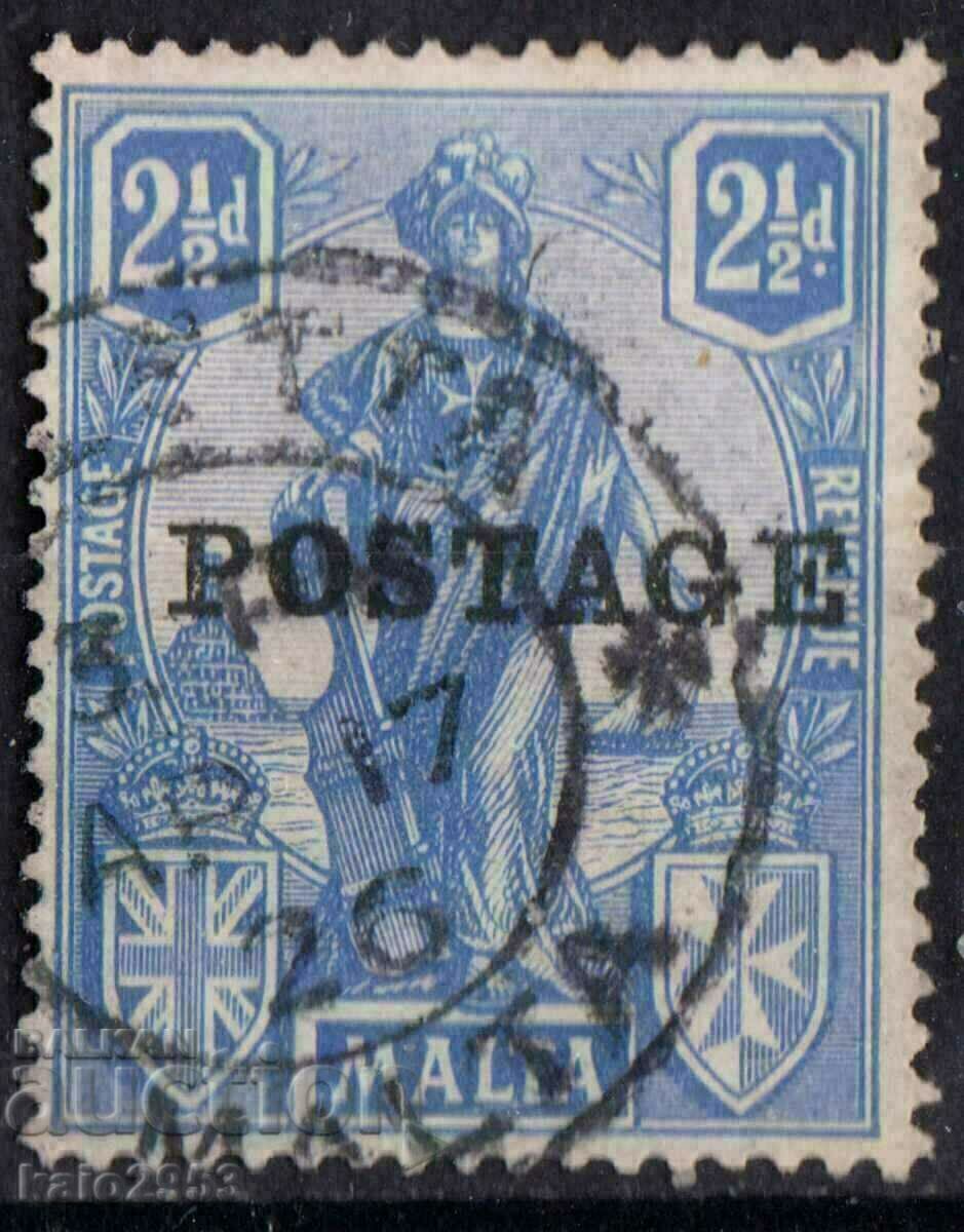 GB/Malta-1926-Алегория-Малта с щит,Надп."Postage" ,клеймо