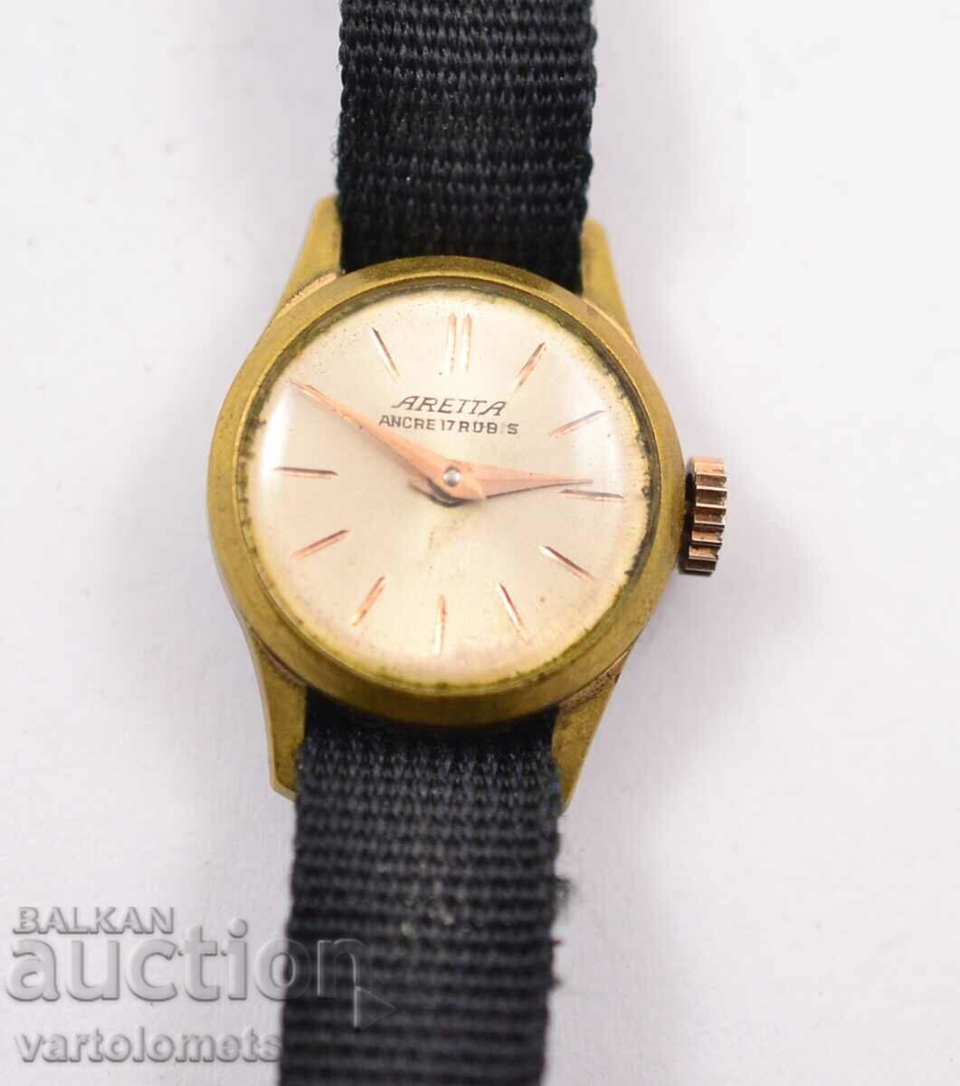 Γυναικείο επιχρυσωμένο ρολόι ARETTA - Έργα