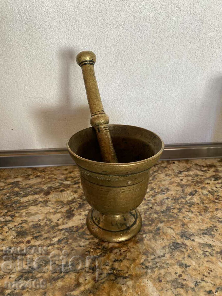 Old brass mortar