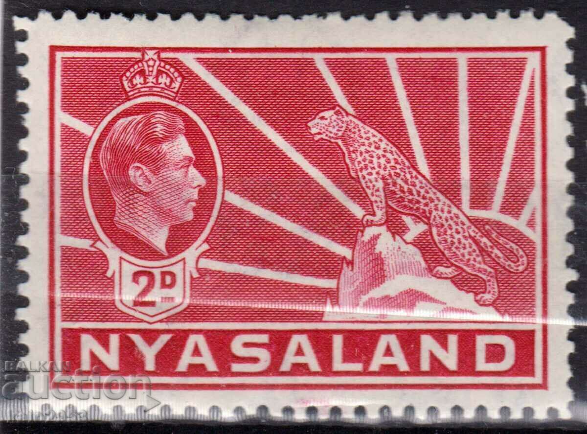 GB/Nyasland-1938-Редовна KG VI+колониален герб Леопард,MLH
