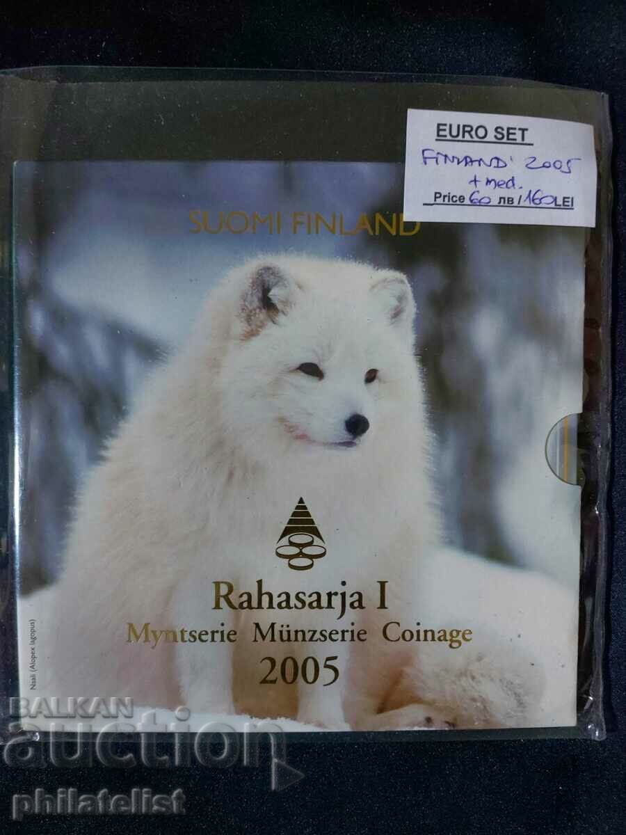 Φινλανδία 2005 - τραπεζικό ευρώ σετ από 1 σεντ έως 2 ευρώ + μετάλλιο