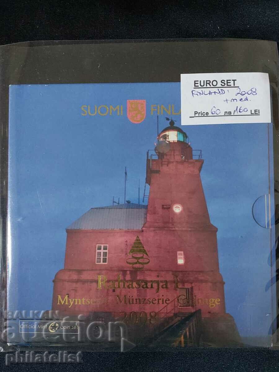 Φινλανδία 2008 - τραπεζικό ευρώ σετ από 1 σεντ έως 2 ευρώ + μετάλλιο