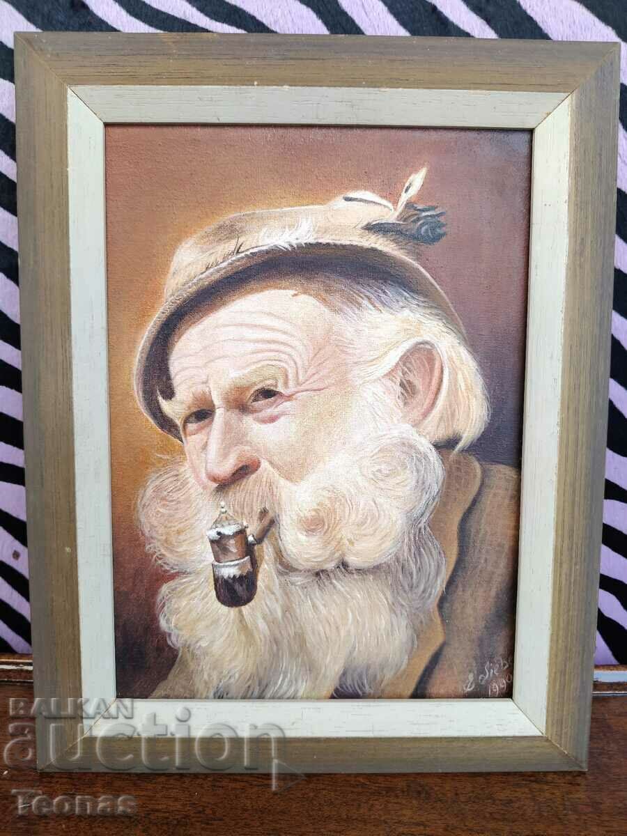 Bavarian with a pipe 24x30 cm.